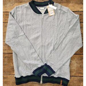 NWT Knowledge Cotton Apparel Full Zip Sweatshirt Mens M Gray Baseball Collar